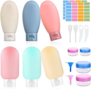20Pcs Travel Bottles Set for Toiletries, Leak-Proof Silicone Travel Containers, 60ml Small Mini Empty Squeeze Bottles Travel Accessories for Toiletries, Shampoos, Conditioner...
