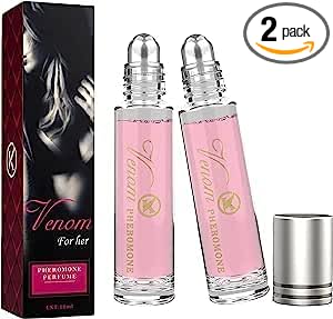 2pcs Venom pheromone perfume for women, Collagen Boost Anti-aging Daily Serum roll-on pheromone infused essential oil perfume cologne for women to attract men (Pink)