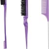 3 Pieces Hair Styling Comb Set Teasing Hair Brush Rat Pin Tail Comb Double-Sided Edge Brush,Hard Bristle Brush,Rat Tail Hair Comb,Back Combing Brushes,Hair Dye Brush