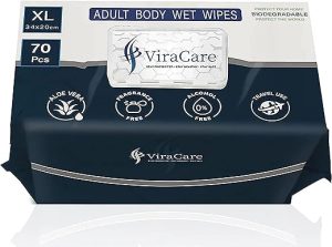 70 x Wet Wipes for Adults | Intimate Wipes With Aloe Vera | Biodegradable | Incontinence Wipes | Body Wipes for Adults No Shower | Shower Wipes | Extra Large | Size 34 x 20 cm...