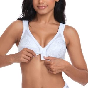 Ayigedu Women's Front Fastening Bras Full Cup Plus Size Non Wired Back Support Posture Bra