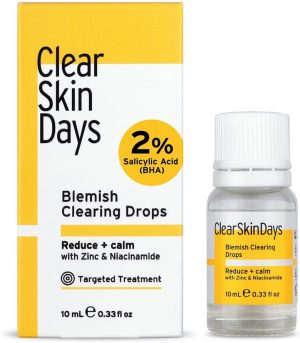 Clear Skin Days 2% Niacinamide, 2% Salicylic Acid, & 1% Zinc Spot, Pimple & Acne Treatment - Blemish Clearing Drops - Reduce Breakouts, Calm and Repair Skin, 10ml