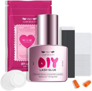Cluster Lash Glue Individual Lash Glue for DIY Lash Extension Black Lash Bond Waterproof Eyelash Glue Lash Adhesive Long Lasting for 48 Hours 10ml Black