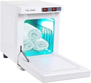 DXJ 2 in 1 Hot Towel Sterilizer 5L UV Heater Towels Sterilizer Cabinet Spa Tool Hair Beauty Salon Home Disinfector Sterilizer Equipment, White