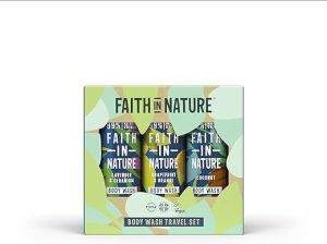Faith In Nature 3 x 100ml Natural Body Wash Travel Gift Set, Vegan & Cruelty Free, No SLS or Parabens
