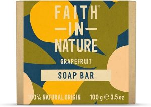Faith In Nature Natural Grapefruit Hand Soap Bar, Invigorating, Vegan & Cruelty Free, No SLS or Parabens, 100g
