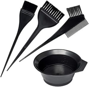 Hair Dye Set (4 PCS) Colouring Tint Tool Brush Kit and Bleach Mixing Bowl Set Double-Sided Colouring Comb and Bowl Set Kit Diy Salon Professional Hairdressing & Highlighting Kit...