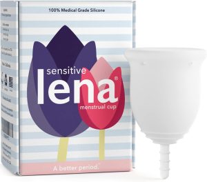 Lena Sensitive Menstrual Cup - Large - Clear - Heavy Flow - Soft Patented Design - Made in USA - Comfortable Menstruation Cup - Reusable & Natural