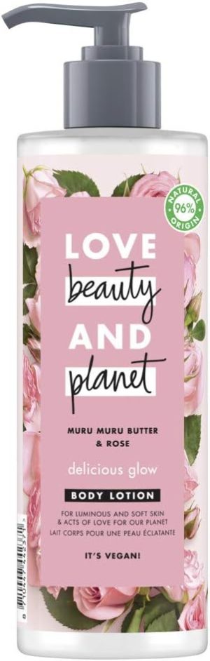 Love Beauty And Planet Muru Muru Butter and Rose Vegan Moisturising Body Lotion for Dry Skin, 400ml
