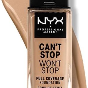 NYX Professional Makeup Can't Stop Won't Stop Full Coverage Foundation, Long Lasting, Waterproof, Vegan Formula, Matte Finish, Shade: Soft beige