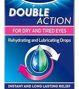 Optrex Double Action 2-in-1, For Dry & Tired Eyes, Rehydrating & Lubricating Drops, 10ml each, Fast & Long Lasting Relief, Restores Eye Moisture, Preservative Free