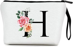 Personalised Makeup Bag Gifts for Women A-Z Make up Bag Gifts for Birthday Christmas Best Friend Her Women Mum Weeding Gifts for Bride Bridesmaid Cosmetic Bag Makeup Holder(H)