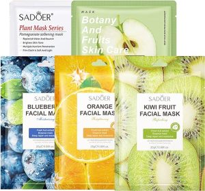 Rganic Face Mask,Hydrating Moisturising Face Sheet Masks, Fruit Extract Mask,Hydrating Face Mask, Face Masks Beauty, Facial Mask Sheet, Moisturizing Facial Mask, Skin Repair...