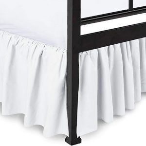 Ruffled Bed Skirt Split Corners Ultrasoft Poly Cotton/Microfiber Upto 16" Drop Expertise Tailored Fit Wrinkle Free Bed Skirt (Full-White)(Available in All Bed Sizes and 10 Colors)