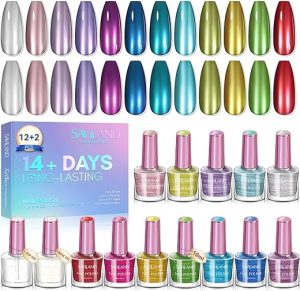 Saviland 12 Color Nail Polish Sets -【1 Min Quick Dry】Nail Varnish with Base & Top Polish Coat【5-10s Removal】Nail Polish Quick Dry Long Lasting Nail Set for Beginners Gift for...