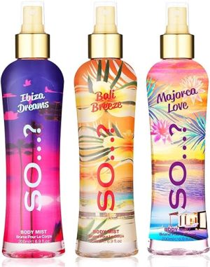 So…? Summer Escapes Womens Ibiza Dreams, Bali Breeze, Mallorca Love Body Spray Mixed Fragrance Bundle 200ml (Pack of 3)