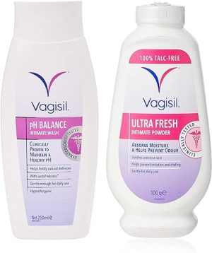 VAGISIL pH Balance Intimate Wash for Daily External Feminine Hygiene with LactoPrebiotic, 250 ml & UltraFresh Intimate Powder for Daily Feminine Hygienee, 100 g