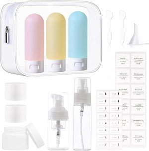 Vakki Travel Bottles for Toiletries, 14 Pack Silicone Travel Bottles with Clear Travel Toiletry Bag, Leak Proof Refillable TSA Approved Travel Containers for Toiletries for...