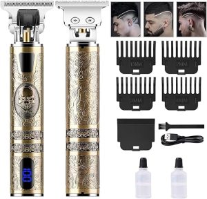 WANFEI Hair Clippers Beard Trimmer for Men, Electric Cordless Clippers with LCD Screen, Precise T-Blade Trimmer USB Rechargeable Grooming Kit for Men