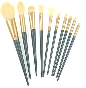 ZHIYE 10Pcs Makeup Brushes Set, Green Professional Face Make-up Brush Set, Suitable for Eye Shadow, Foundation, Concealer, etc