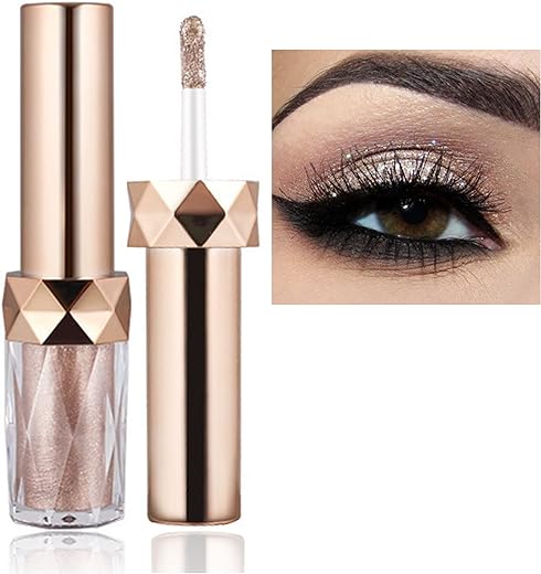 Glitter Eyeshadow Metallic Eye Shadow Liquid Dazzling Glitter Shiny Shimmer Diamond Pearlescent Eyeliner Liquid Eye Makeup Cosmetic Highly Pigmented Non-Greasy,Vegan (#06)