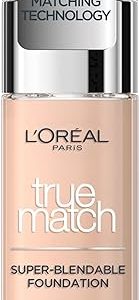 L'Oreal Paris True Match Liquid Foundation, Skincare Infused with Hyaluronic Acid, SPF 17, Available in 40 Shades, 0.5C Porcelain Rose, 30 ml