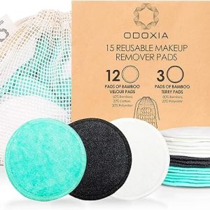 Reusable Makeup Remover Pads | Eco Friendly & Zero Waste Cotton Rounds | Beauty Products | 15 Natural & Organic Face Pads with Laundry Bag | Soft for All Skin Types | Bamboo...
