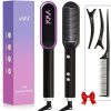VKK Hair Straightener Brush, Hair Straightener Comb with 25s Fast Heating Ceramic PTC, 5 Temp Settings & Anti-Scald, Straightening Brush for Women, Professional Hair Tools for...
